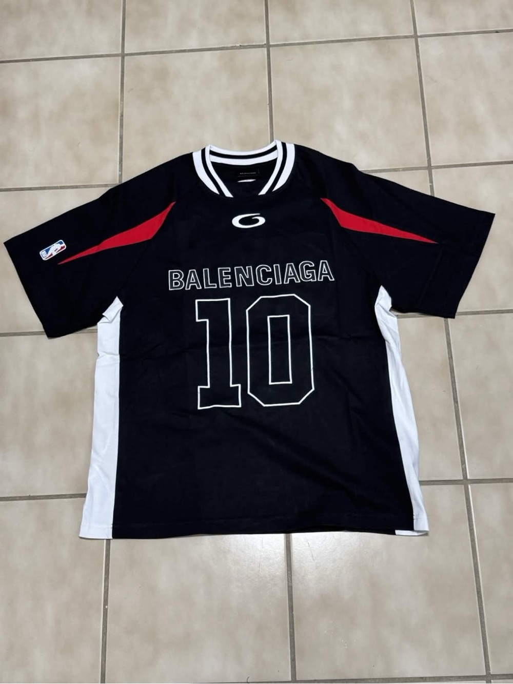 Balenciaga Black Jersey with Red & White Accents - #10